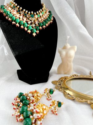 "Sonam" Pachi Kundan Set Green